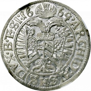 Śląsk, 3 Krajcary 1669 SHS Wrocław - NGC MS65