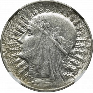 II Rzeczpospolita, 5 złotych 1932 ze znakiem - NGC AU53