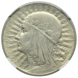 II Rzeczpospolita, 5 złotych 1932 ze znakiem - NGC AU55