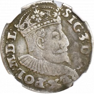 Zygmunt III Waza, Trojak 1595 Lublin - Topór rzadkość NGC VF30