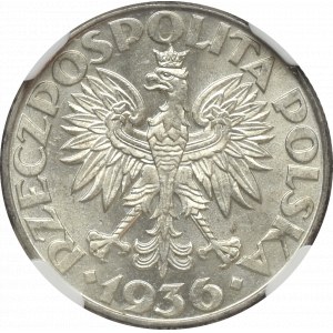 II Rzeczpospolita, 2 złote 1936 okręt - NGC MS62