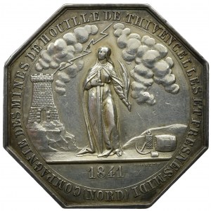 Francja, żeton górniczy 1841 srebro