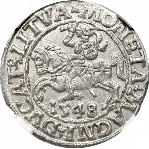 Zygmunt II August, Półgrosz 1548 Wilno - NGC MS64