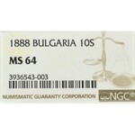 Bulgary, 10 stotinka 1888 - NGC MS64