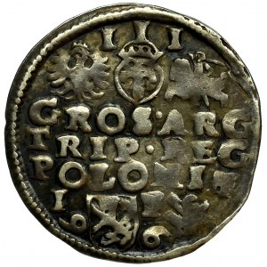Zygmunt III Waza, Trojak 1596 Lublin - nieopisany leżąca data przy herbie Lewart 
