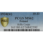 II Rzeczpospolita, 10 złotych 1934 Piłsudski orzeł strzelecki - PCGS MS62