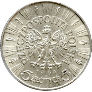 II Rzeczpospolita, 5 złotych 1936 Piłsudski - PCGS MS64