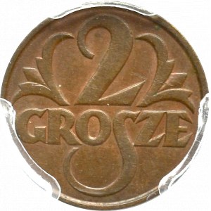 II Rzeczpospolita, 2 grosze 1930 - PCGS MS62 BN