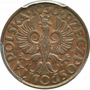 II Rzeczpospolita, 2 grosze 1930 - PCGS MS62 BN