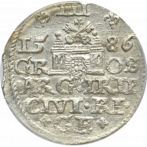 Stefan Batory, Trojak 1586 Ryga - PCGS MS62