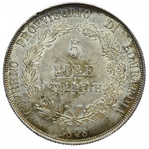 Italy, Lombardy, 5 lire (scudo) 1848 Milano