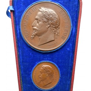Francja, światowe targi w Paryżu 1867 zestaw 2 medali nagrodowych