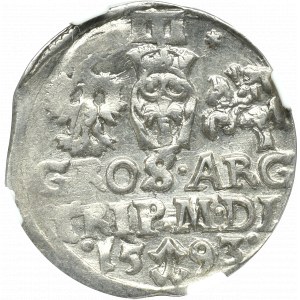 Zygmunt III Waza, Trojak 1593 Wilno - NGC AU58