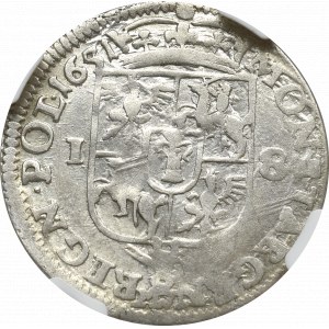 Jan II Kazimierz, Ort 1651 Wschowa - nieopisany CASIMI NGC XF Details