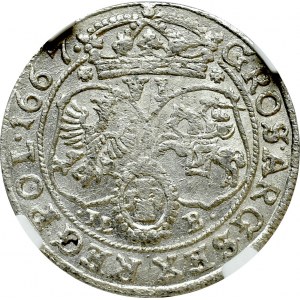 Jan II Kazimierz, Szóstak 1667 Bydgoszcz - NGC MS62
