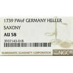 August III Sas, Halerz 1739 FWoF - NGC AU58