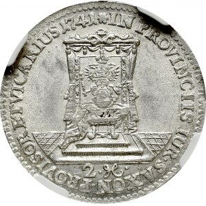 August III Sas, Dwugrosz Wikariacki 1741 - NGC MS61