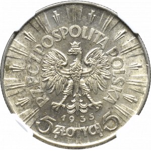 II Rzeczpospolita, 5 złotych Piłsudski 1935 - NGC MS61