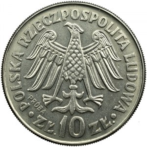 PRL, próba 10 złotych 1964 b.z. Kazimierz Wielki napis wypukły, nikiel
