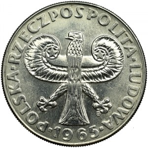 PRL, próba 10 złotych 1965 b.z. duża kolumna, nikiel