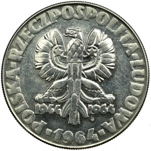 PRL, próba 10 złotych 1964 klucz, sierp, kielnia ze znakiem mennnicy nikiel