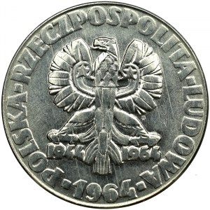 PRL, próba 20 złotych 1964 klucz, sierp, kielnia ze znakiem mennnicy nikiel
