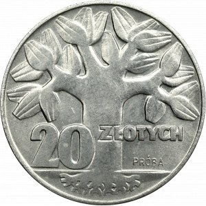 PRL, próba 20 złotych 1964 drzewko z.m. nikiel