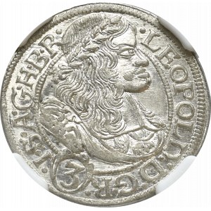 Śląsk, 3 Krajcary 1669 SHS Wrocław - NGC MS66