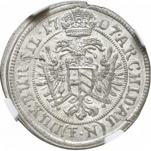 Śląsk, 3 Krajcary 1707 FN Wrocław - NGC MS63