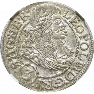 Śląsk, 3 Krajcary 1668 SHS Wrocław - NGC MS63