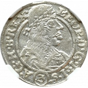 Śląsk, 3 Krajcary 1665 SHS Wrocław - NGC AU55