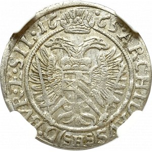 Śląsk, 3 Krajcary 1665 SHS Wrocław - NGC AU55