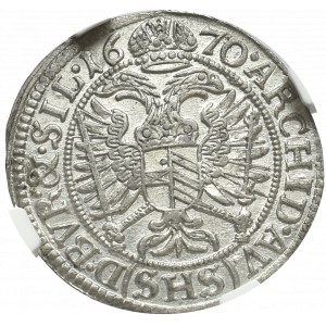 Śląsk, 3 Krajcary 1670 SHS Wrocław - NGC MS65