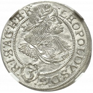 Śląsk, 3 Krajcary 1670 SHS Wrocław - NGC MS66