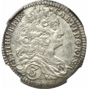 Śląsk, Karol VI, 3 Krajcary 1739 Wrocław - NGC AU55