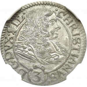 Śląsk, 3 Krajcary 1669 CB Legnica- Brzeg - NGC AU55