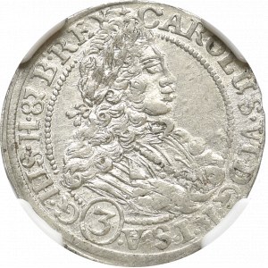 Śląsk, 3 Krajcary 1712 FN Wrocław - NGC AU58