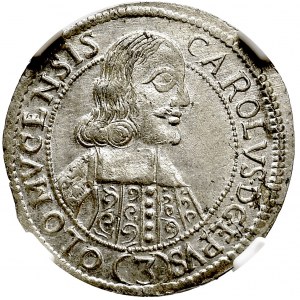 Austria, Karol II von Lichtenstein, 3 Krajcary 1665 Ołomuniec - NGC MS63