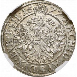 Śląsk, 6 Krajcarów 1677 CB Brzeg - NGC MS65