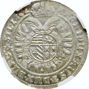 Śląsk, 15 Krajcarów 1662 G-H Wrocław - NGC MS64