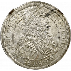 Austria, Leopold I, 15 Krajcarów 1694 Wiedeń - NGC MS62