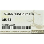 Hungary, 15 kreuzer 1694 - NGC MS63