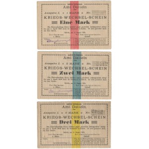Niemcy, zestaw bonów 1,2,3 marki 1914 