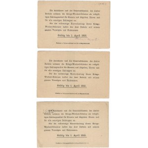 Niemcy, zestaw bonów 1,2,3 marki 1914 