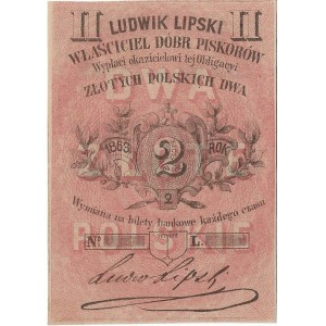 pieniądz dominalny, Piskorów, Ludwik Lipski obligacja na 2 złote 1863