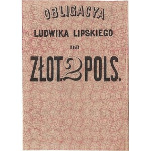 Poland, Piskorow, Ludwik Lipski obligation for 2 zlote 1863