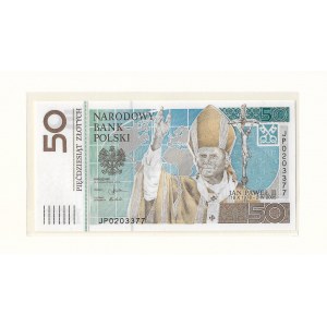 Banknot kolekcjonerski 50 złotych, Jan Paweł II, w oryginalnym folderze