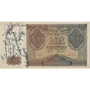 100 złotych 1941 A podpisy Powstańców Warszawskich - wielka rzadkość