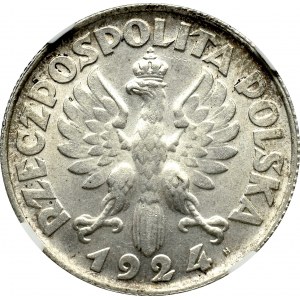II Rzeczpospolita, 2 złote 1924 (litera H) - NGC MS60
