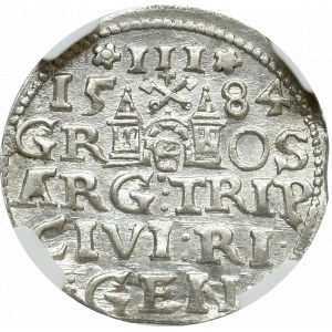 Stefan Batory, Trojak 1584 Ryga - NGC MS64
